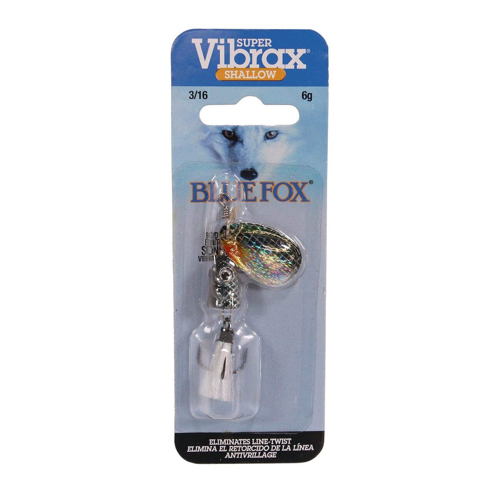 Blue Fox Vibrax Shallow Spinner 3/16 Shiner in action, perfect for small streams.