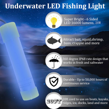 Blue, green, and white light options for fishing