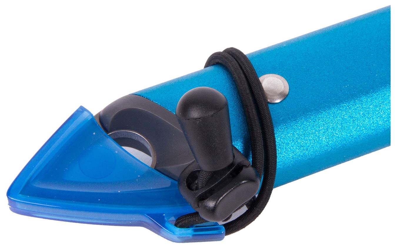 Blue Ice Bluebird ice axe with pick and adze protectors engaged.