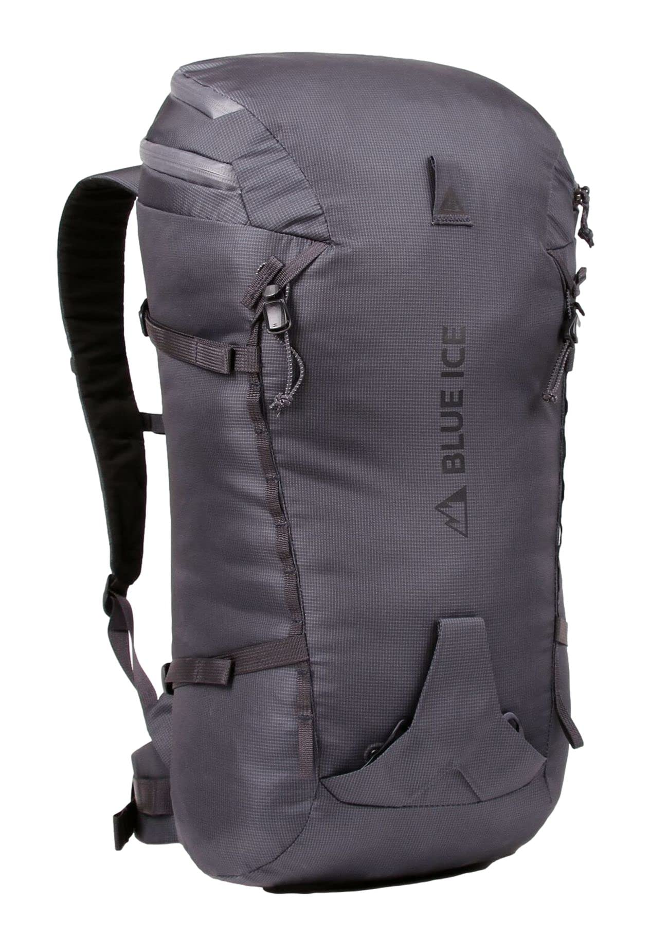 Blue Ice Chiru 25L pack back panel supports stable load on rugged climbs.