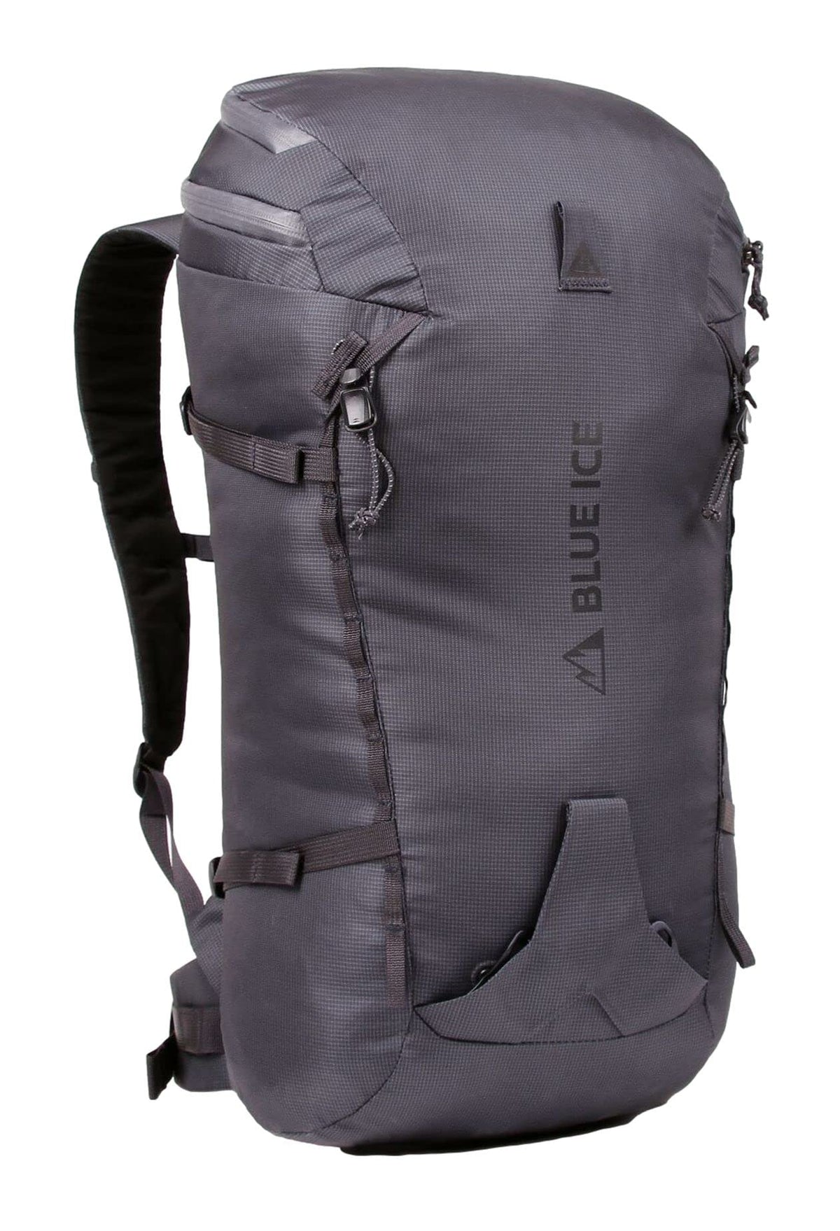 Blue Ice Chiru 25L pack back panel supports stable load on rugged climbs.