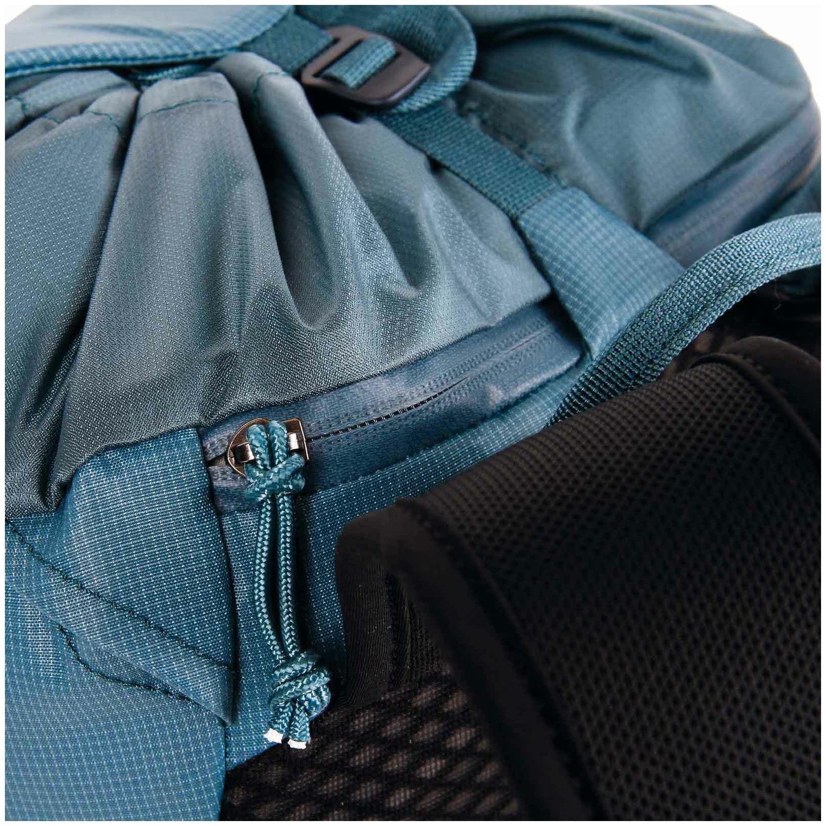 Blue Ice Dragonfly 26L pack strap view highlights breathable straps and light carry.