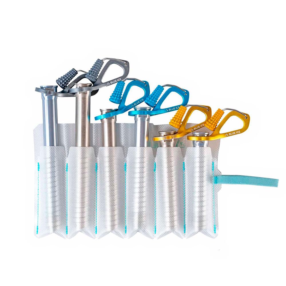 Blue Ice Roll-Up Screw Holder opened, six slots with drainage for easy organization