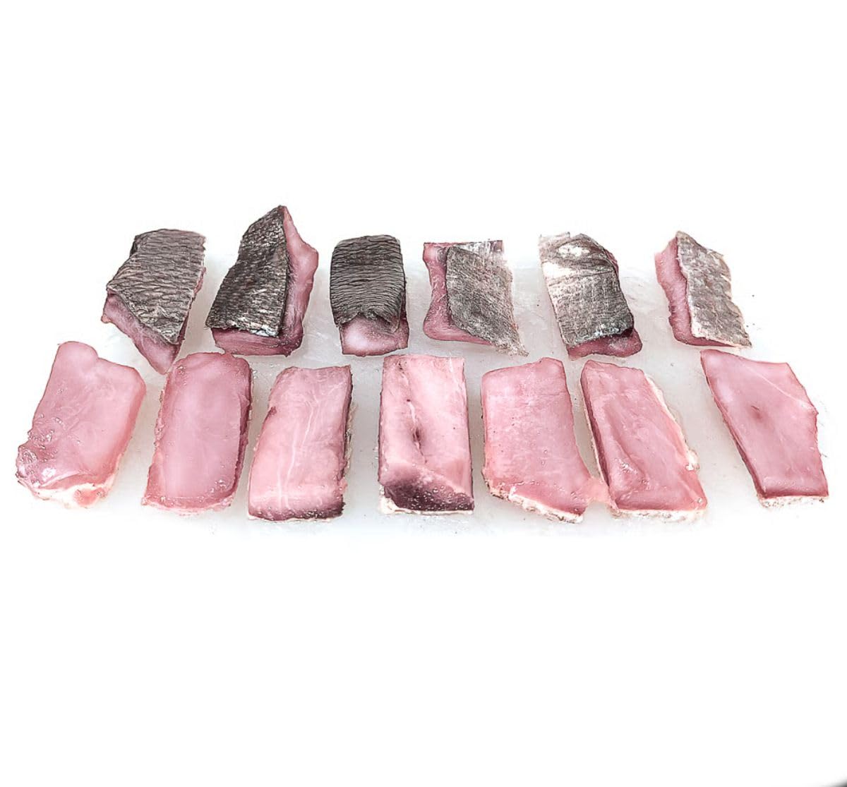 Blue River Carp blood scented cut bait package showing preserved pieces designed to attract catfish.