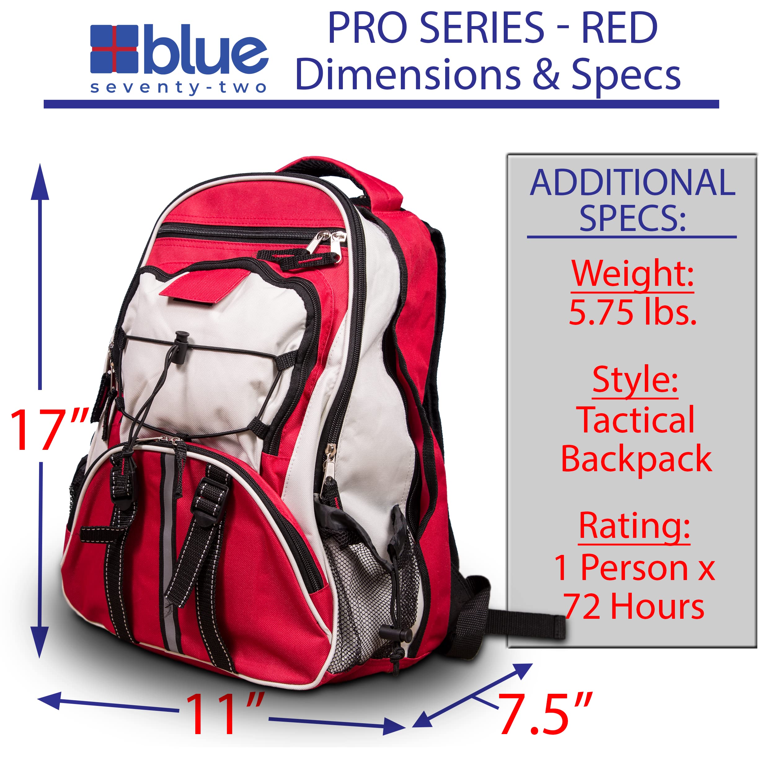 Blue Seventy-Two water pouches with five-year shelf life.
