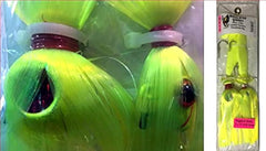 Blue Water Candy Rock Fish Candy 24oz Mojo chartreuse rigged for striper fishing.