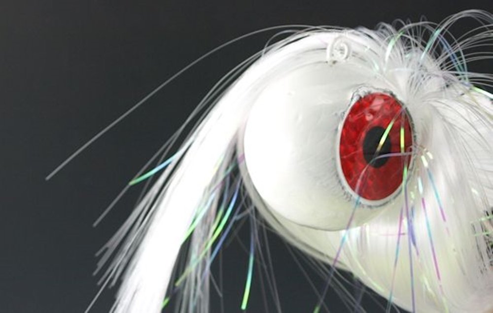 Rigged tandem parachute setup featuring White Mojo lures