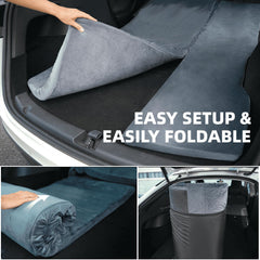 Blue Wharf Tesla Model Y camping mattress unfolded for easy car bed conversion