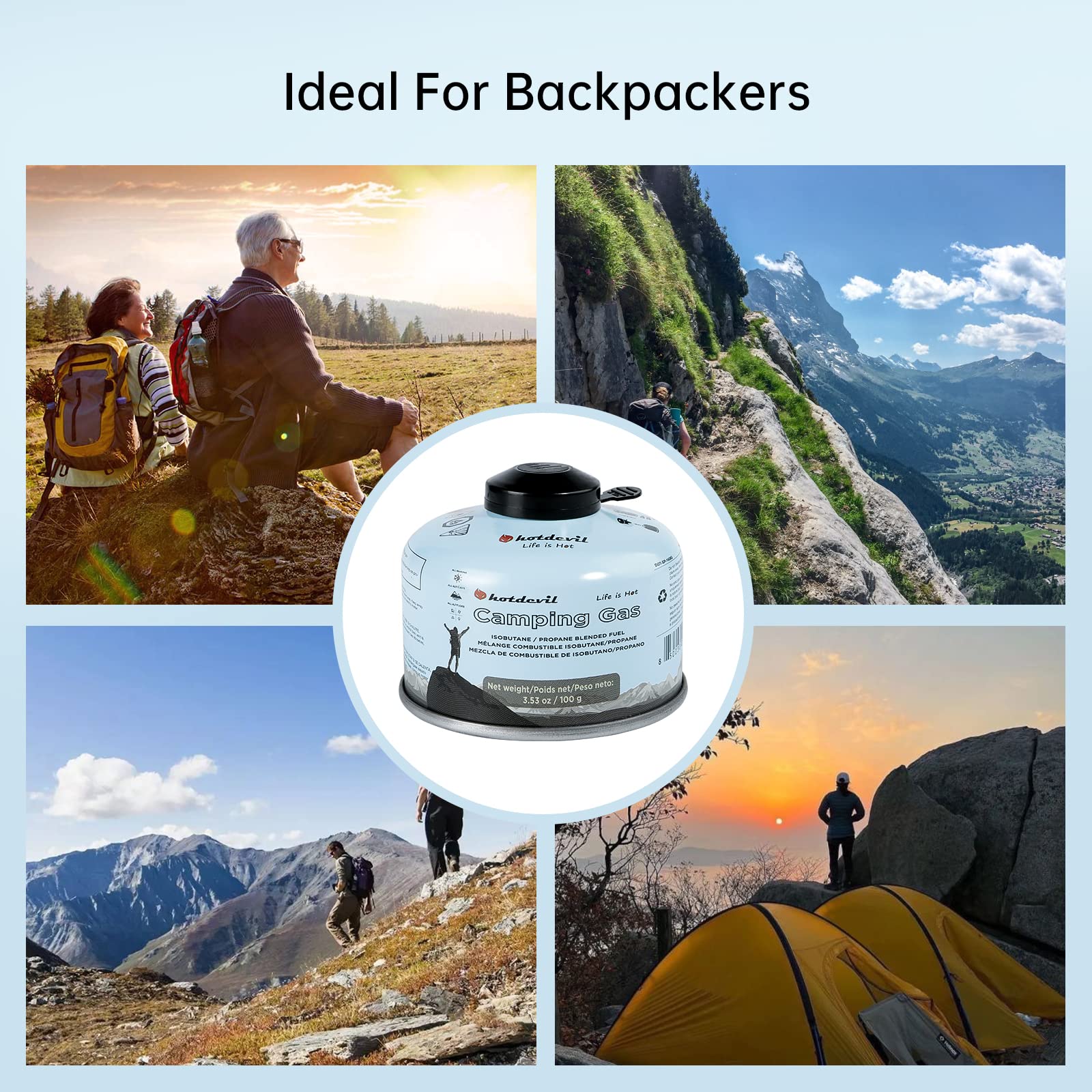 BlueFire compact cans; easy carry for backpacking adventures.