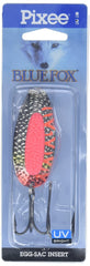 Blue Fox Pixee Spoon with ultra-sharp trailing treble hook for hookups.