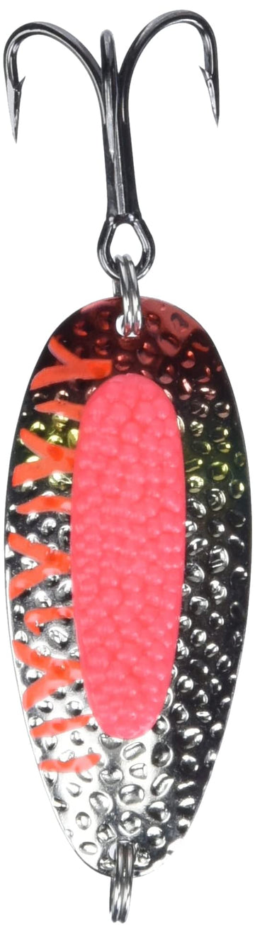Blue Fox Pixee Spoon 7/8 oz fluorescent red UV top view for deep-water casting.