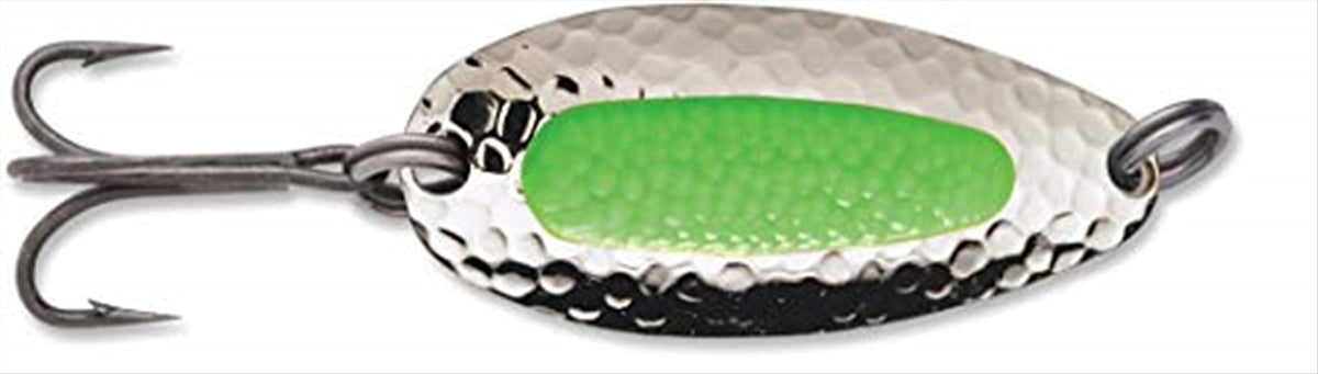 Blue Fox Pixiee Spoon 7/8 oz Nickel/Green with egg sac insert to attract salmonids