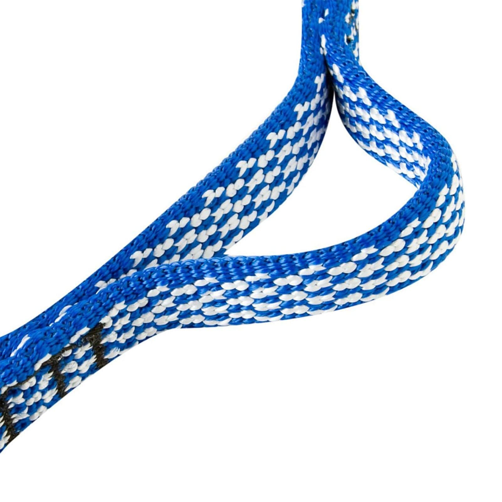 BlueWater Ropes Titan Daisy Chain 42in on harness, illustrating versatile aid climbing setup.