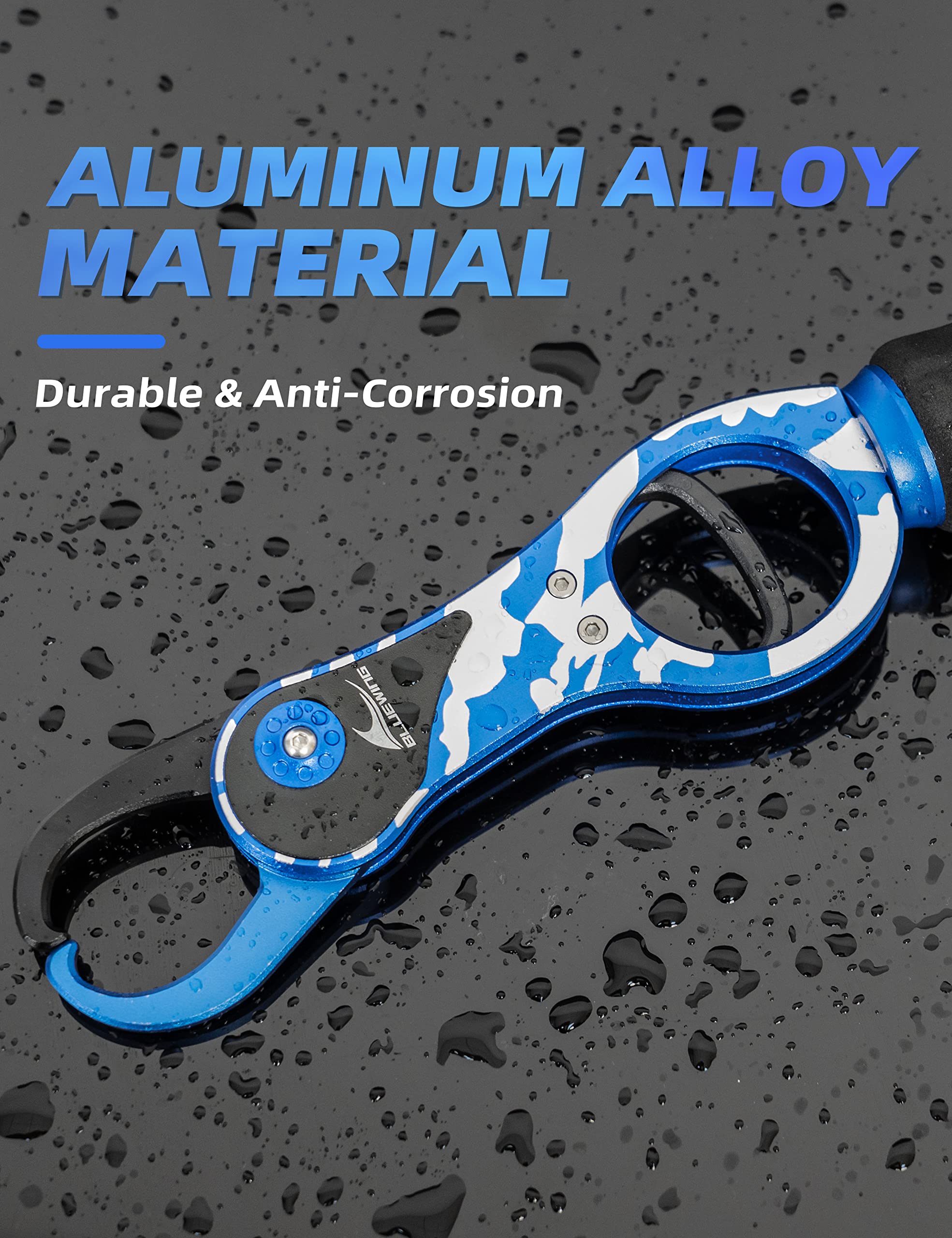 Side view of BLUEWING 10 Inch Aluminum Fishing Gripper