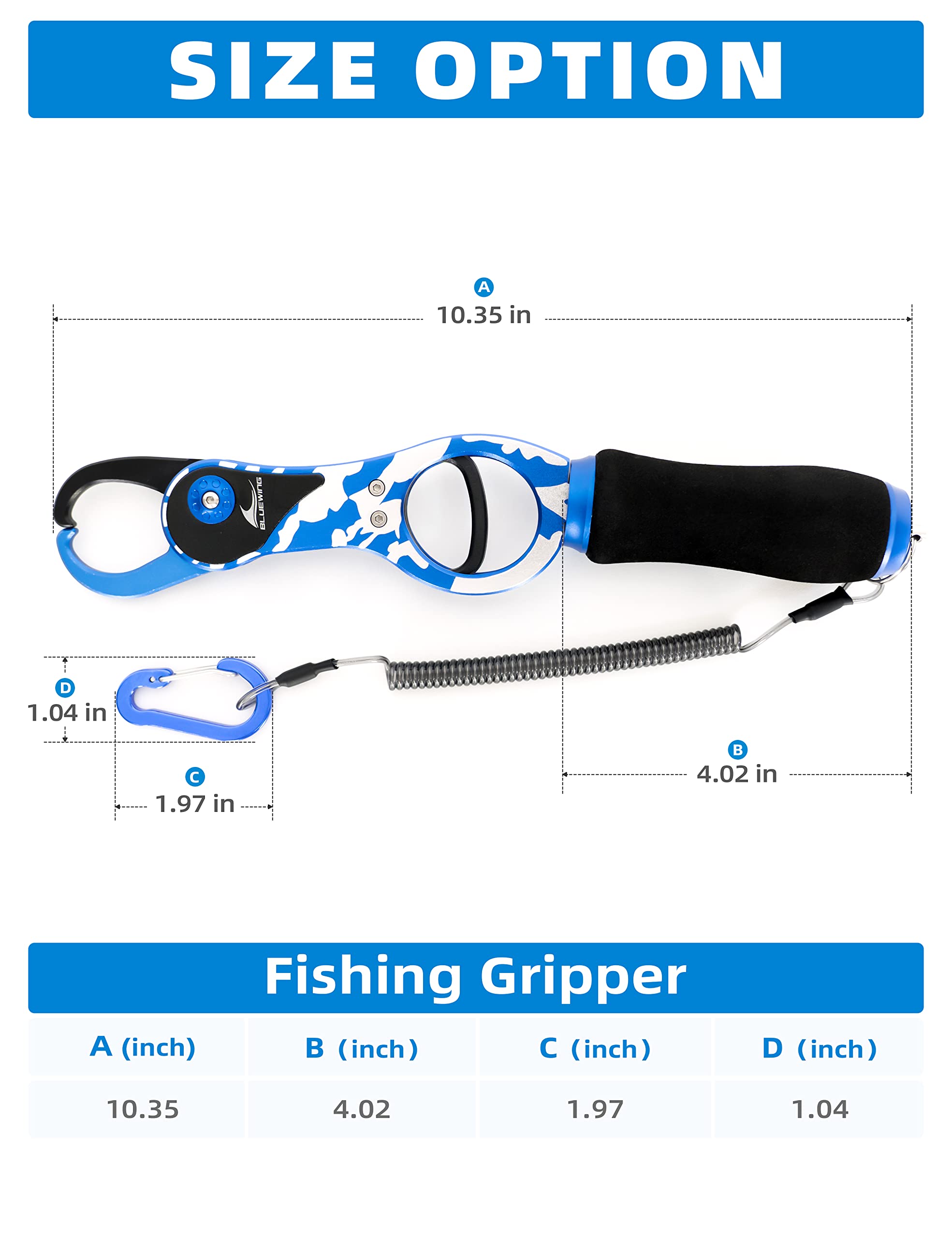 BLUEWING 10 Inch Fishing Gripper with wrist strap