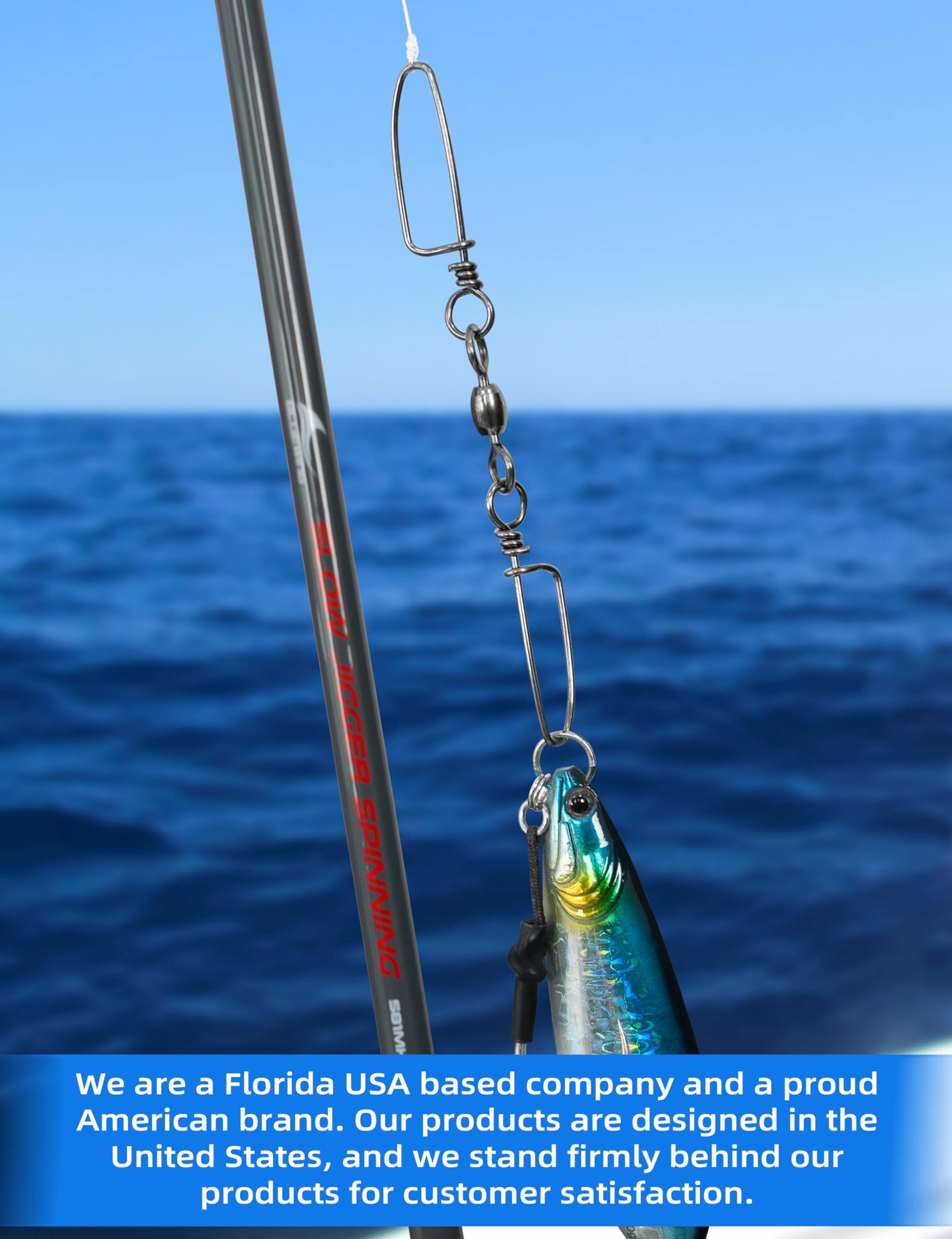Easy snap locking mechanism for quick tackle changes on BLUEWING swivels