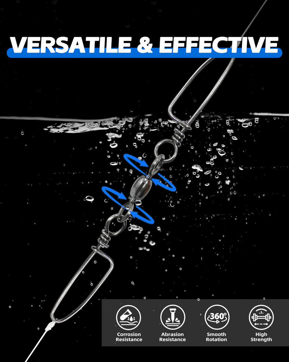 BlueWing saltwater swivels enabling dual-line trolling with multiple leaders