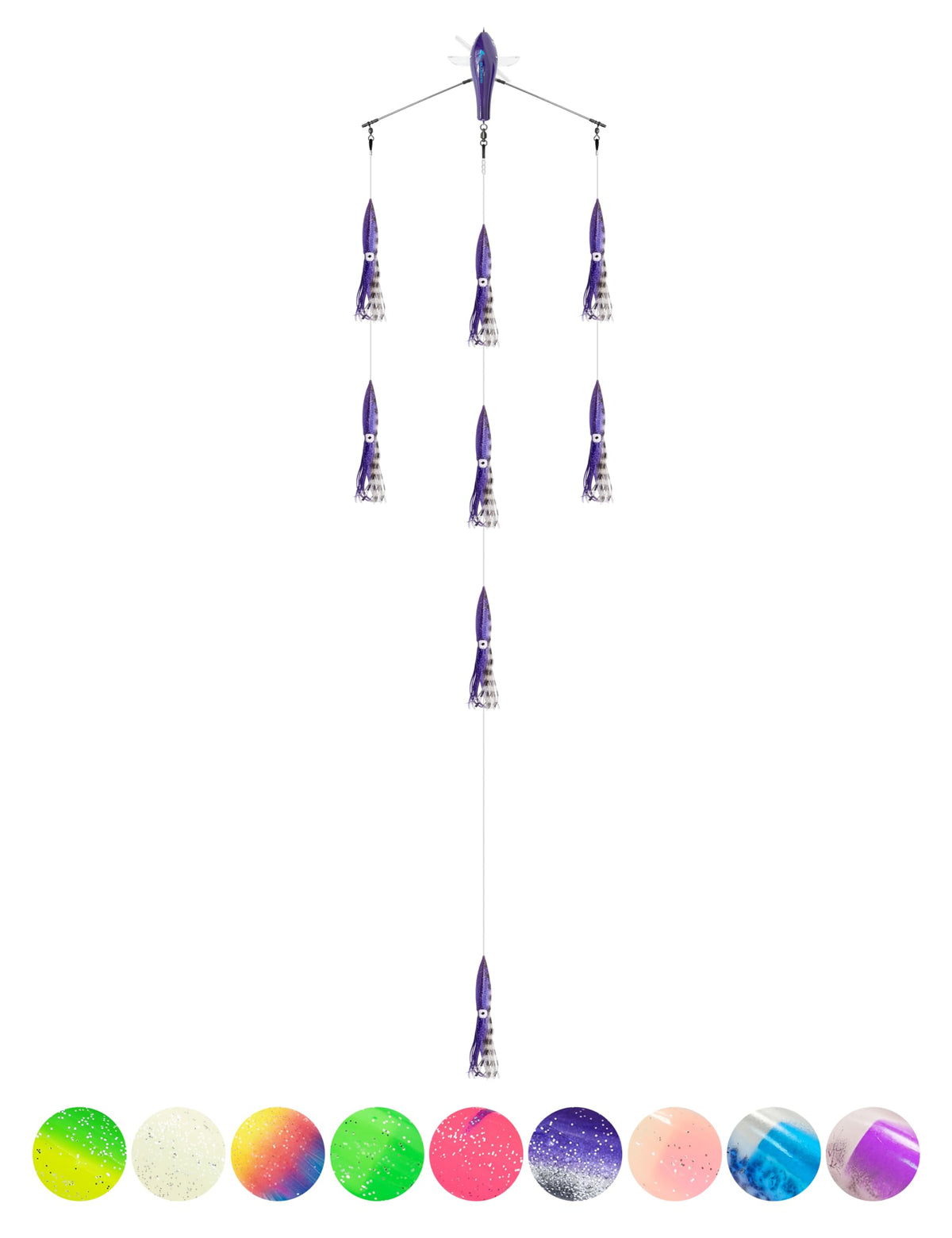 BLUEWING 18in spreader bar with port walker in black purple widens trolling spread