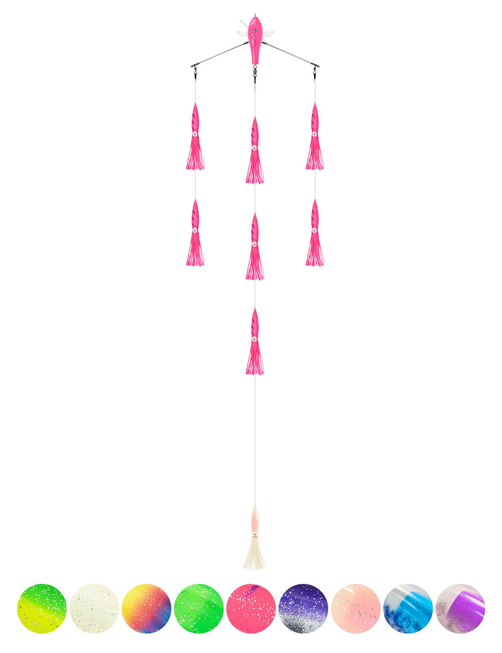 BLUEWING 18in spreader bar port walker pink improves lure spread for offshore trolling.