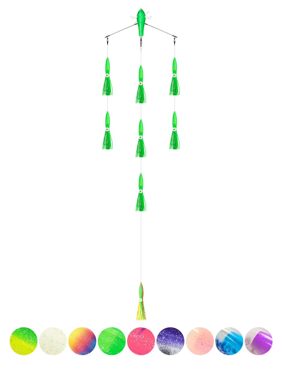 BLUEWING 18in spreader bar starboard walker green improves lure spread for big game trolling