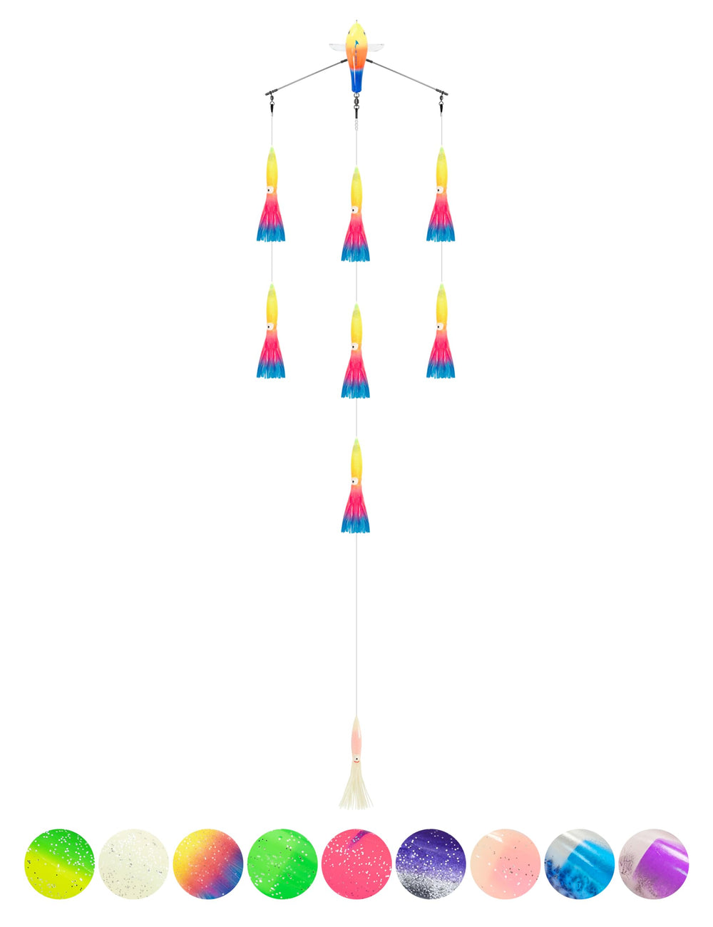 BLUEWING 18in spreader bar improves offshore lure spread for bigger game fish.