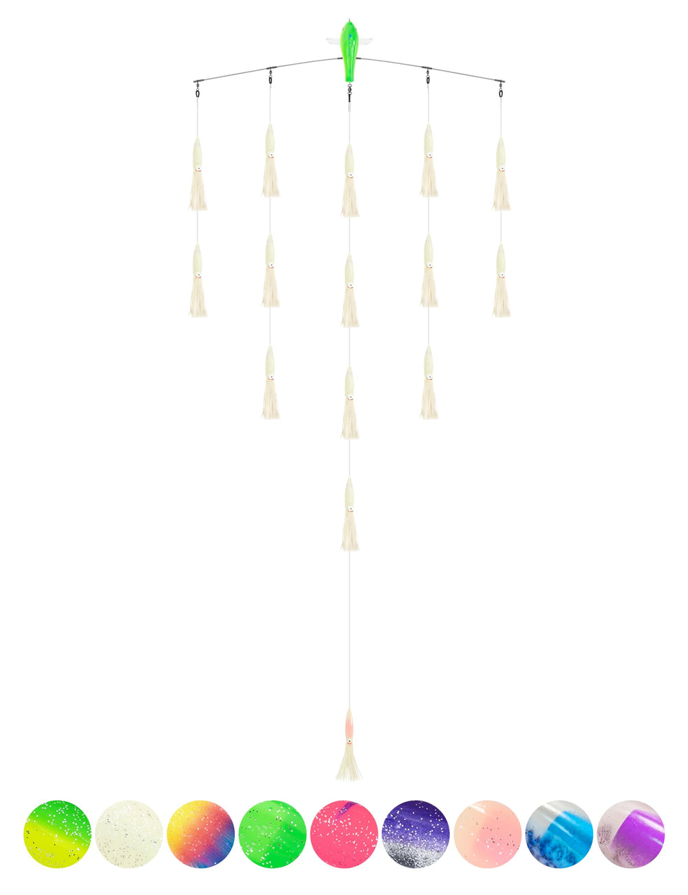 BLUEWING 36in upgraded spreader bar setup improves lure spread for big game fishing.