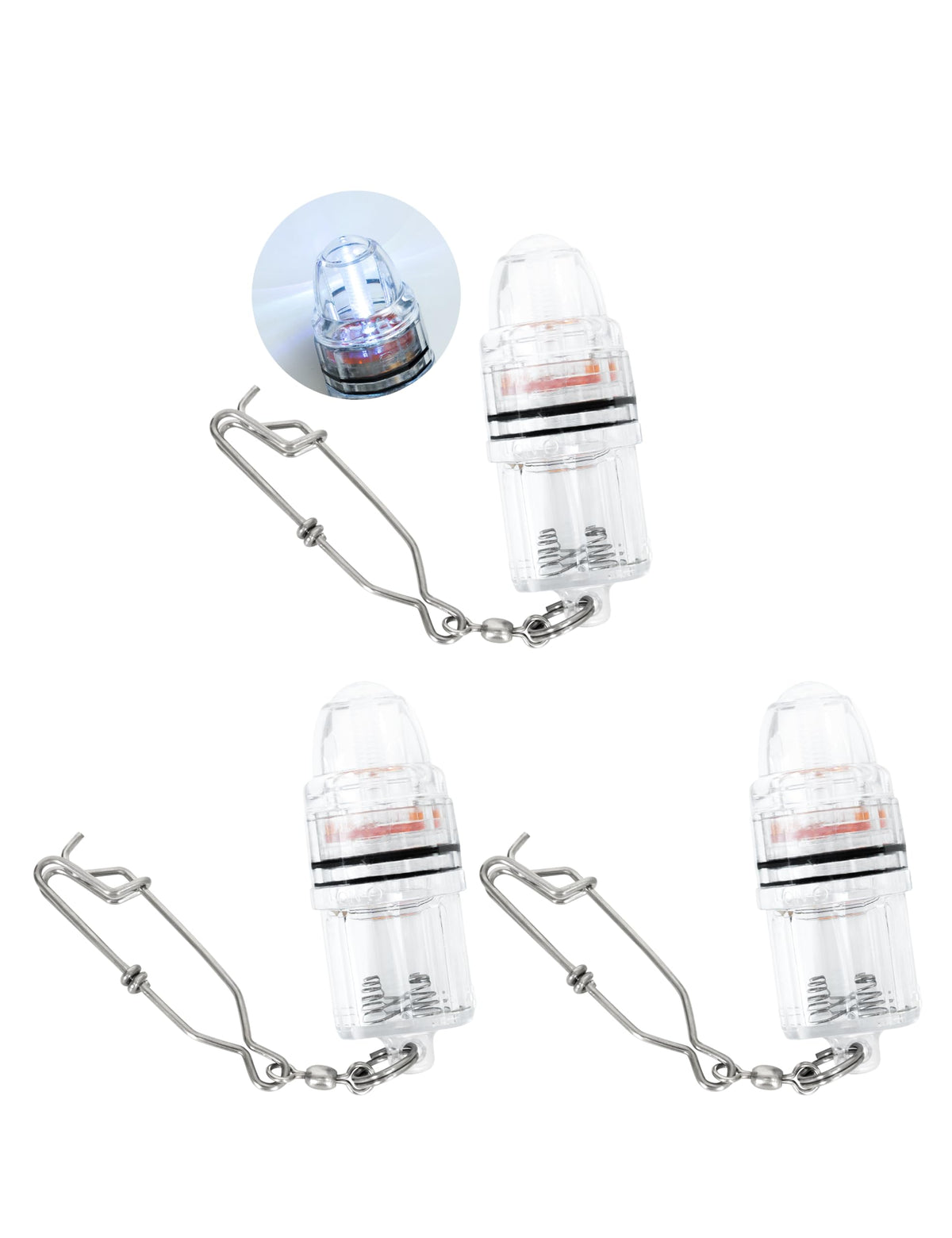 BLUEWING 3pc Deep Drop Light with stainless steel clip - front view