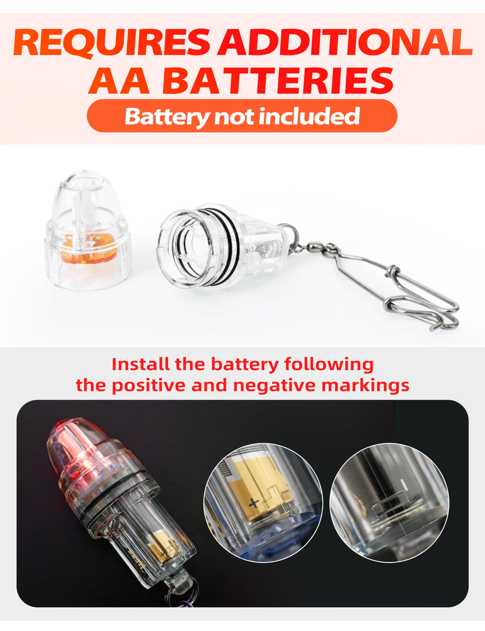 Underwater fishing light emitting high-intensity beam at depth