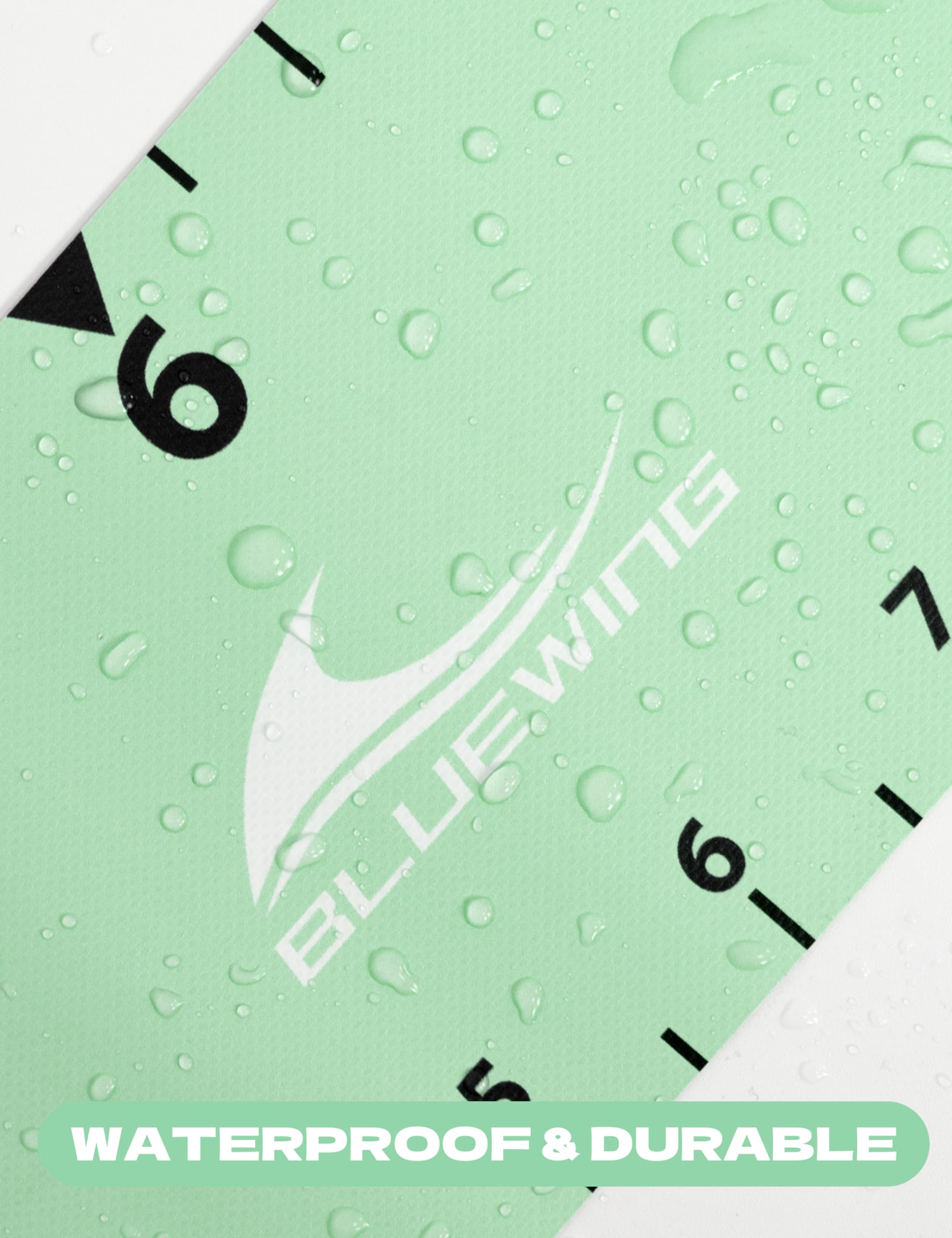 Close-up of the bump board and measurement scale on BlueWing ruler