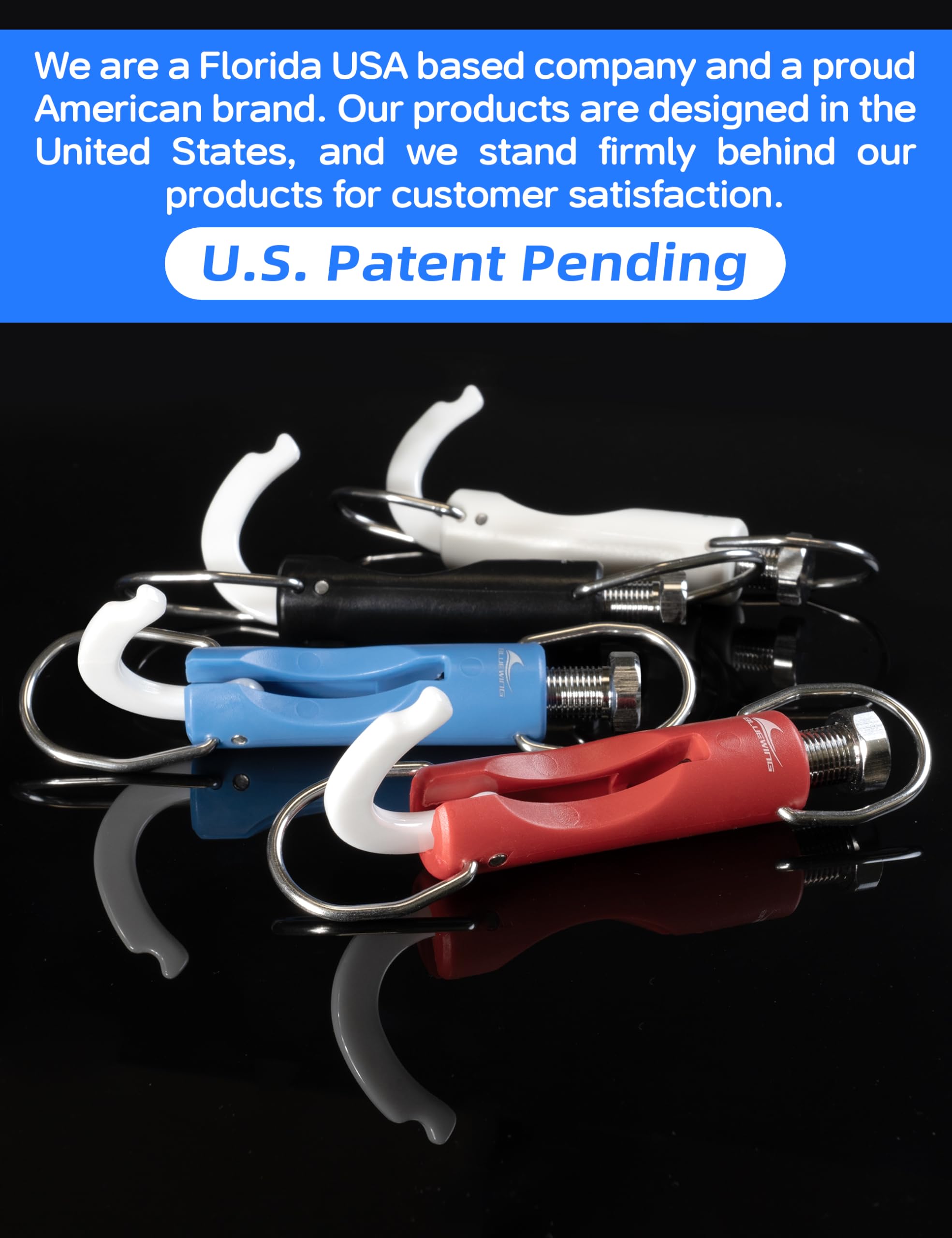 BlueWING black finish design blends with gear and resists wear.