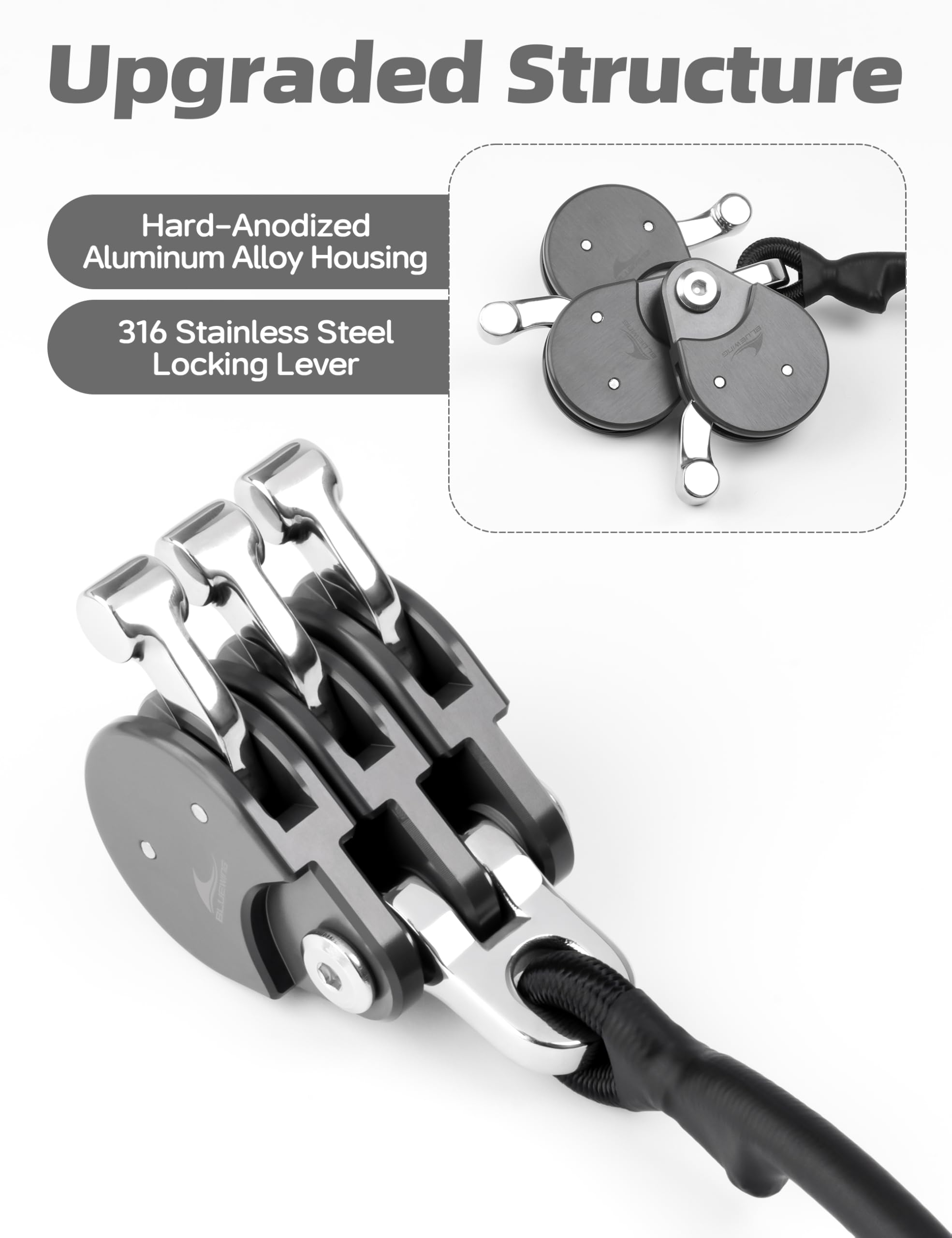 BLUEWING Blue Water Outrigger Line Lock Pro side profile illustrating compact design for clean trolling spread