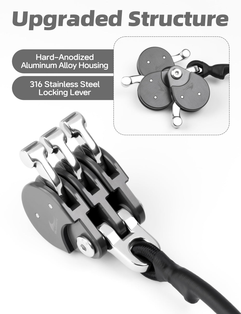 BLUEWING Blue Water Outrigger Line Lock Pro side profile illustrating compact design for clean trolling spread