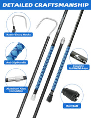 Bluewing carbon fiber gaff anti-slip handle shown for secure grip