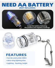 Deep drop light LED powering on with attachment clip