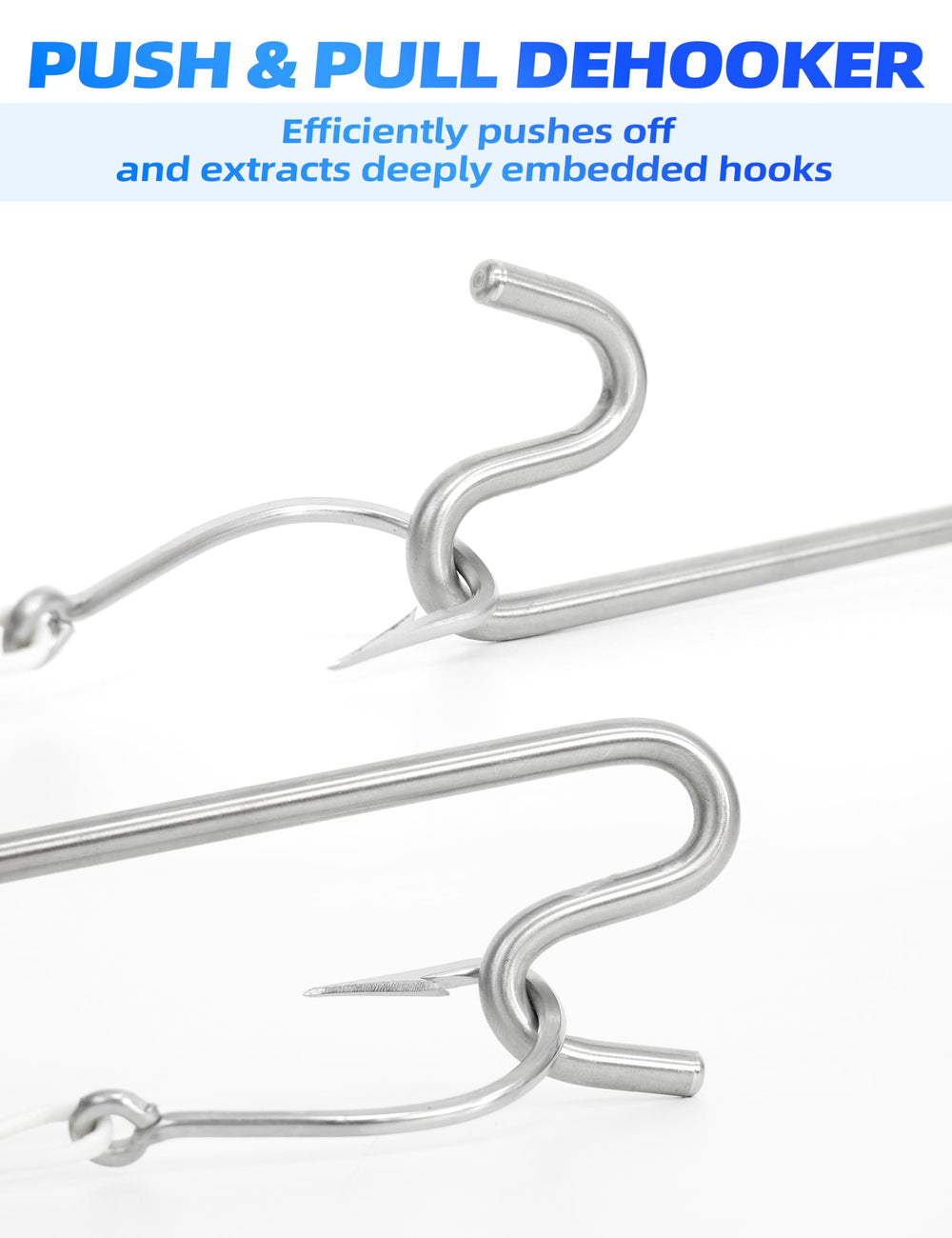 BLUEWING dehooker stainless steel build resists corrosion in saltwater.