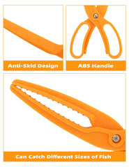 BLUEWING fishing gripper orange jaws closeup shows durable, reliable grip.