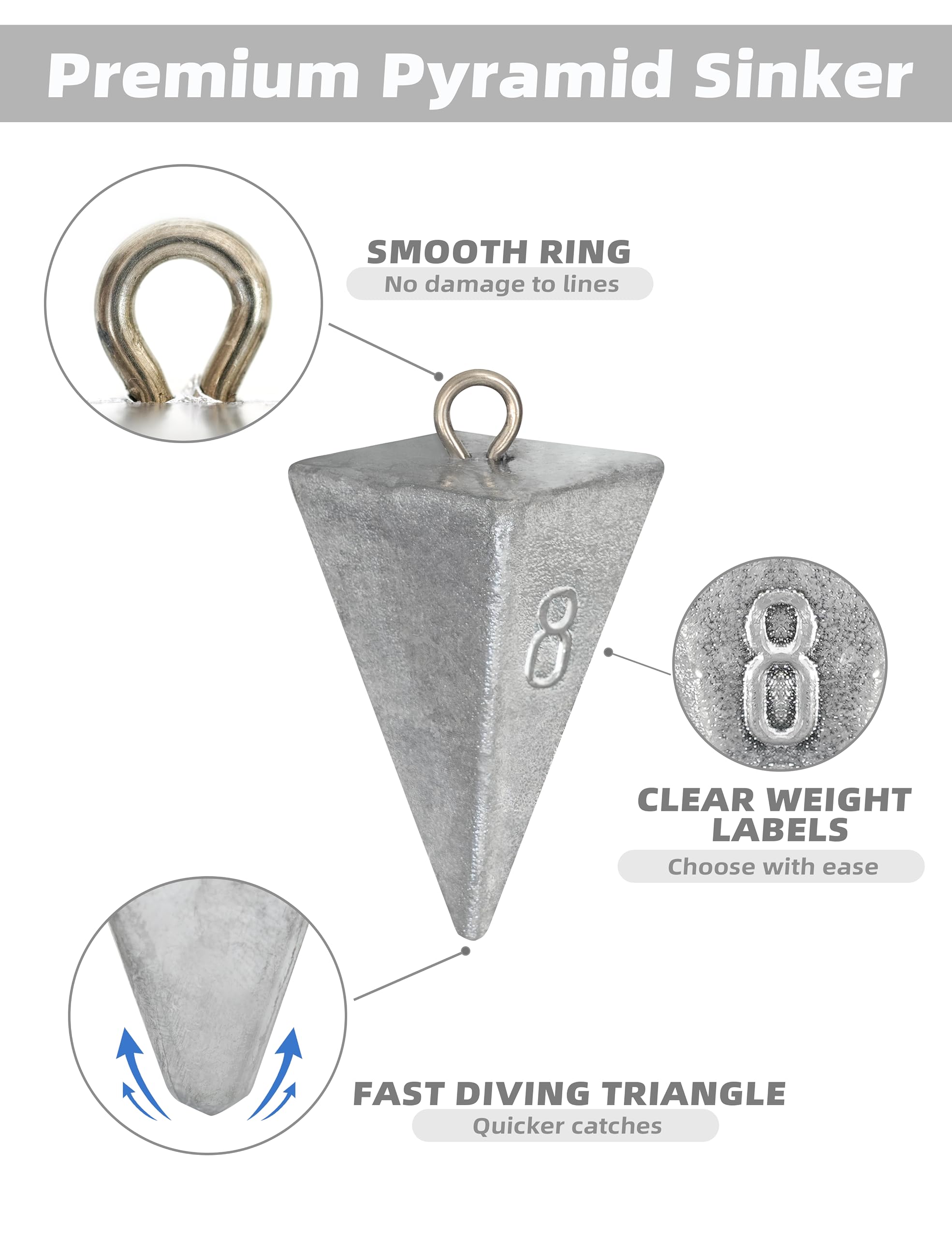 BLUEWING lead-weight-saltwater-closeup shows durable sinking performance for rugged tides.