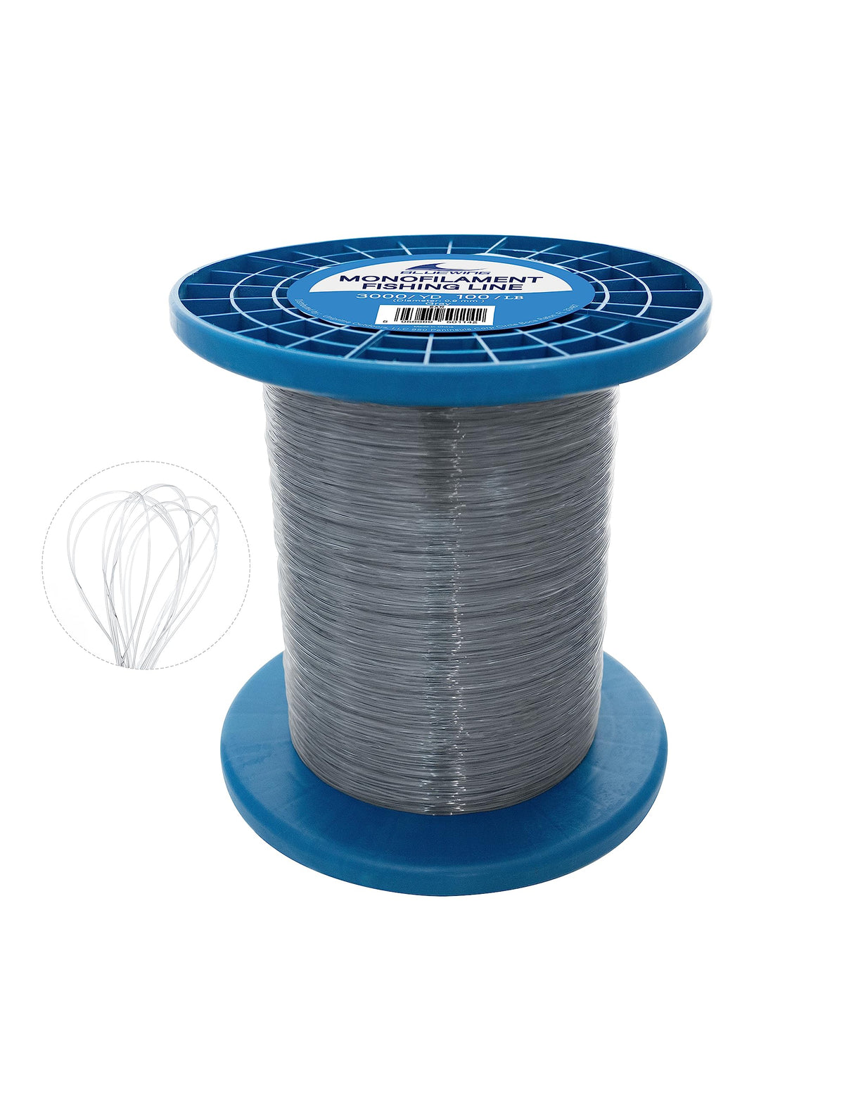 BLUEWING monofilament line spool 3000yd gray for long-range fishing.