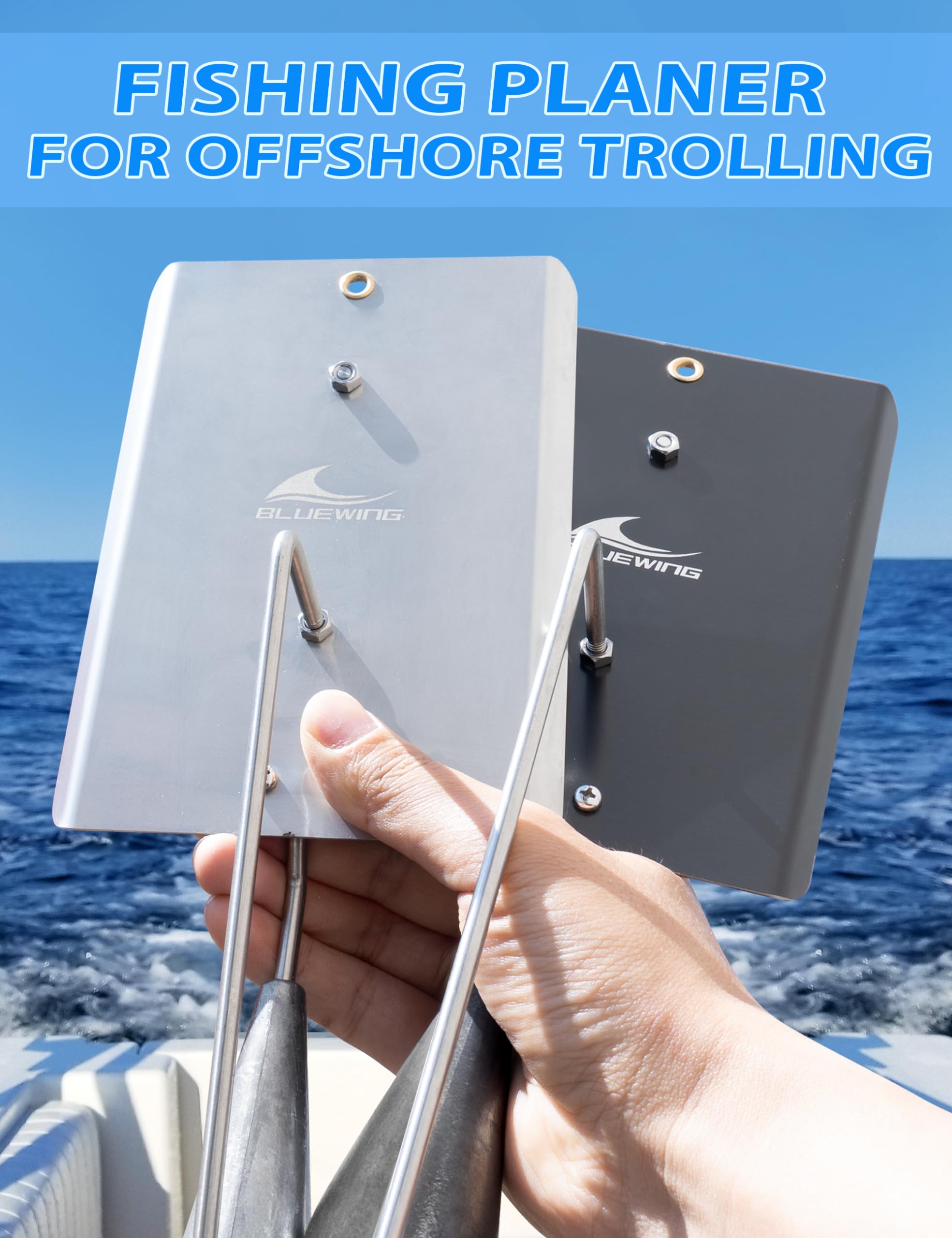 BLUEWING offshore trolling setup demonstrates simple mainline to brass ring rigging.