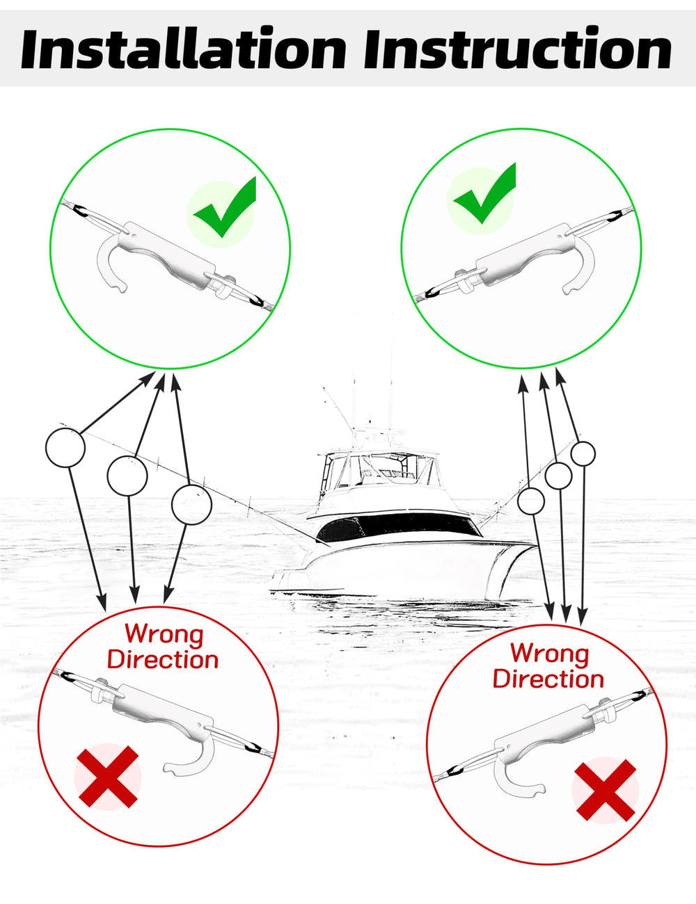 BlueWING red outrigger release clip in use on a rod, high visibility.