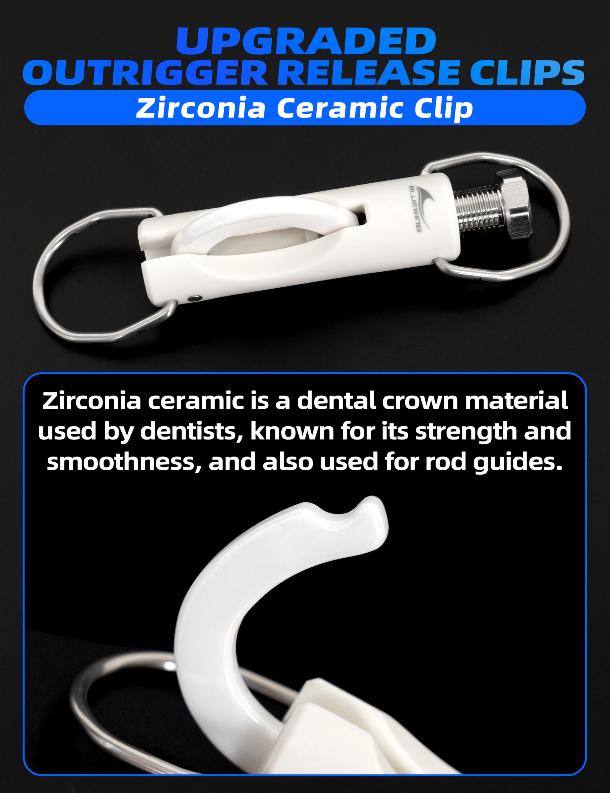 BLUEWING release bead close-up showing silicon nitride ceramic for durability.