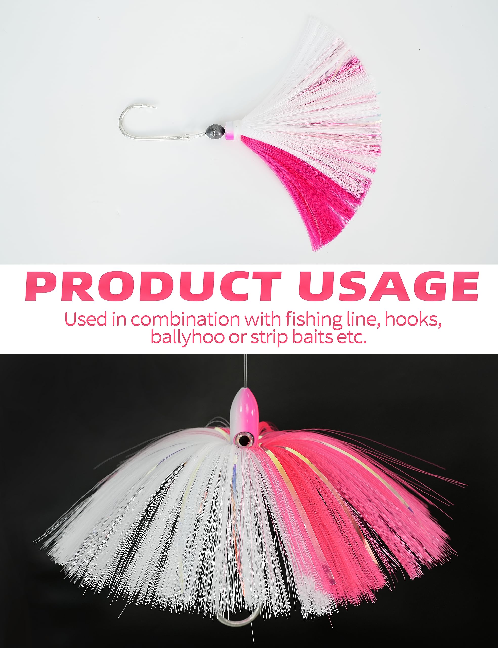 BLUEWING skirt presentation shows vibrant lure profile and keeps bait looking fresh