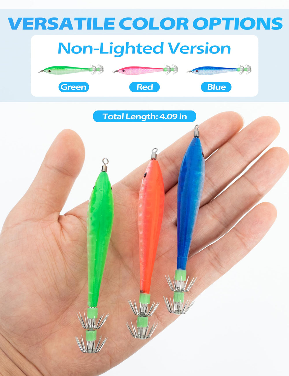 Balanced head weight of BlueWing squid jig for natural descent