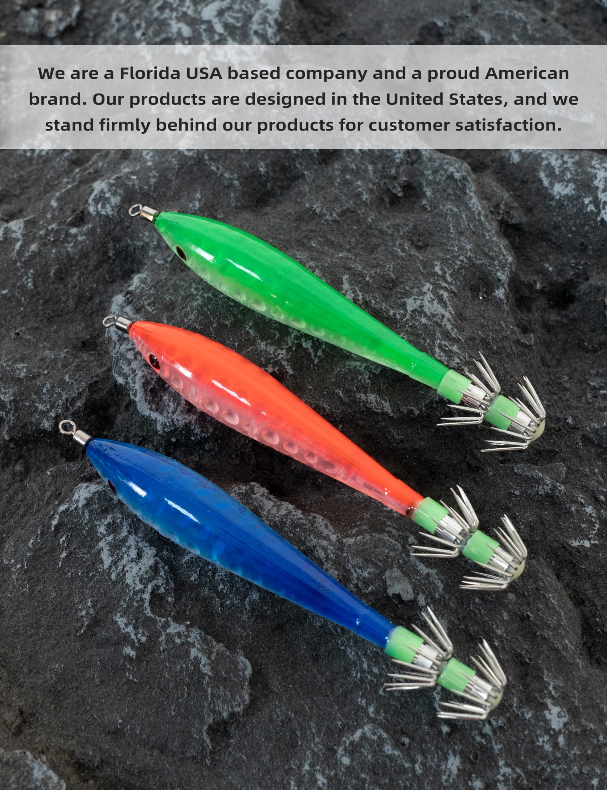 Durable brass swivel on BlueWing squid jig to reduce line twist
