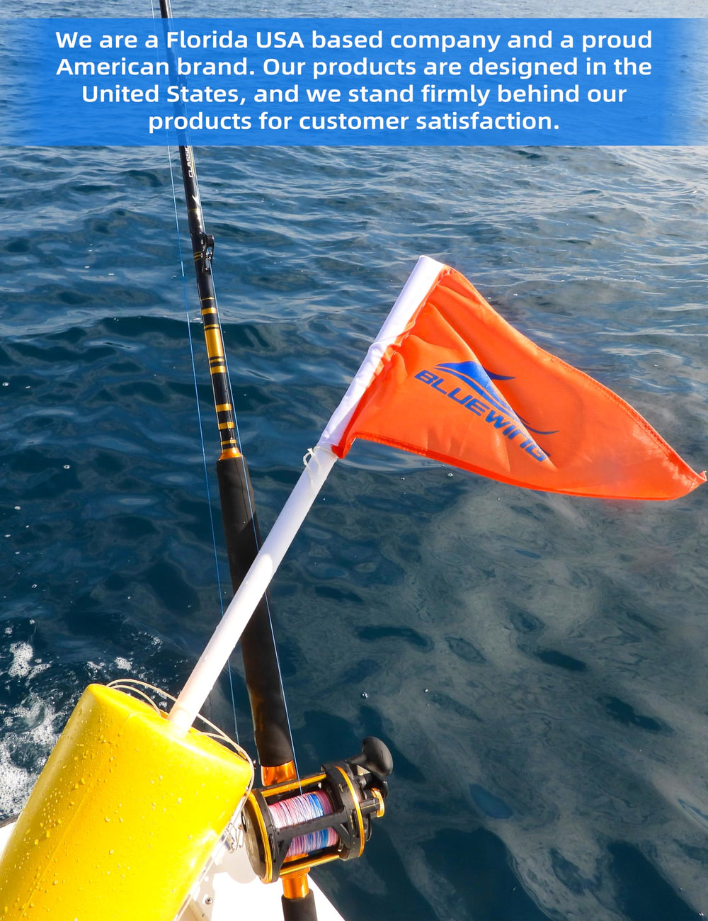 BLUEWING swordfish buoy in water demonstrates easy launch and retrieval