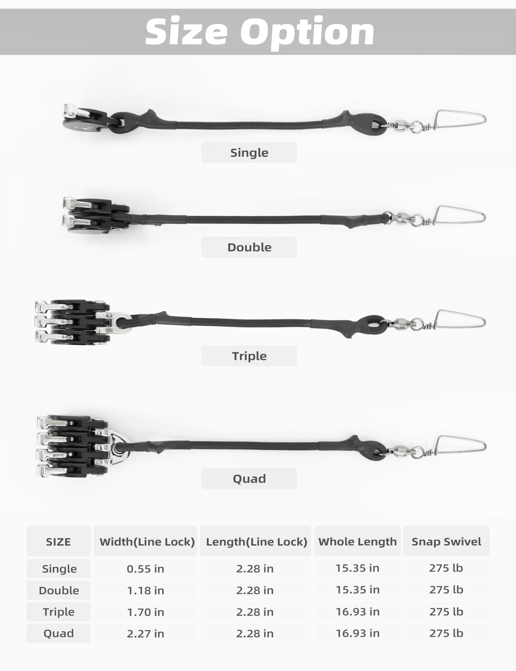BLUEWING three-color finish options for coordinated gear with the outrigger pulley.