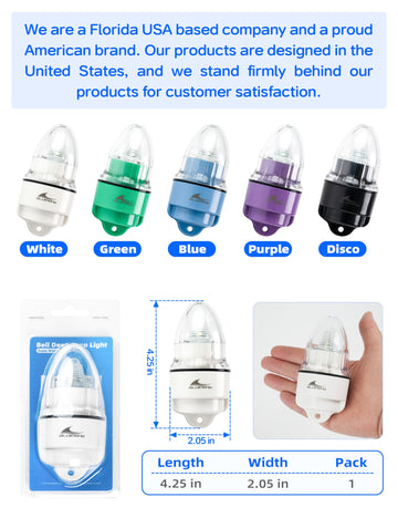 BlueWing V2 Bell Deep Drop Light, color options tailor visibility in varying water.