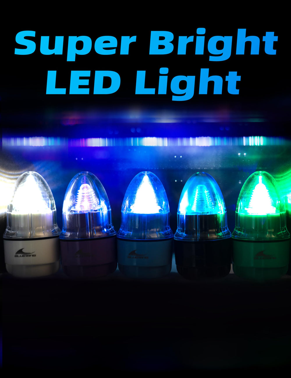 BlueWing V2 Bell Deep Drop Light, flashing mode boosts lure visibility at night.