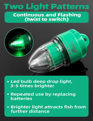 BlueWing V2 Bell Deep Drop Light, underwater depth capability supports deep-water fishing.