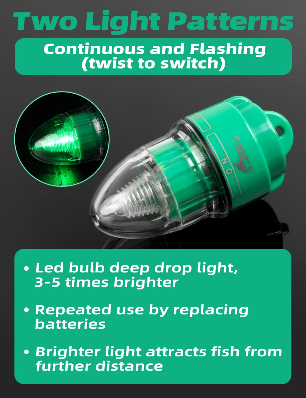 BlueWing V2 Bell Deep Drop Light, underwater depth capability supports deep-water fishing.